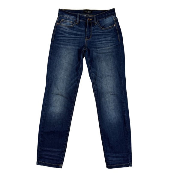 Judy Blue Denim - Judy Blue Relaxed Fit Jeans Dark Wash Straight Leg Whiskering Faded Size 5/27